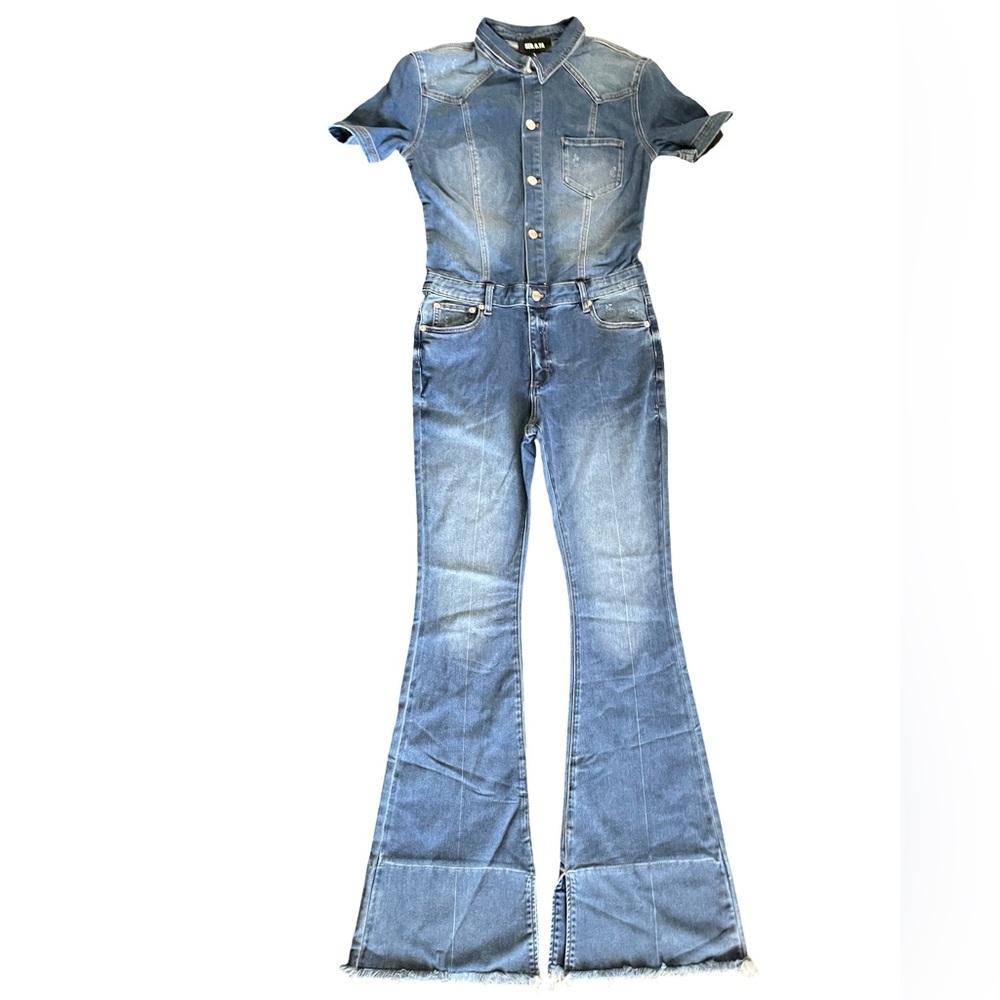 SER.O.YA Fallon Denim Jumpsuit, Blue, Size L, Bayside Wash, New Without Tags